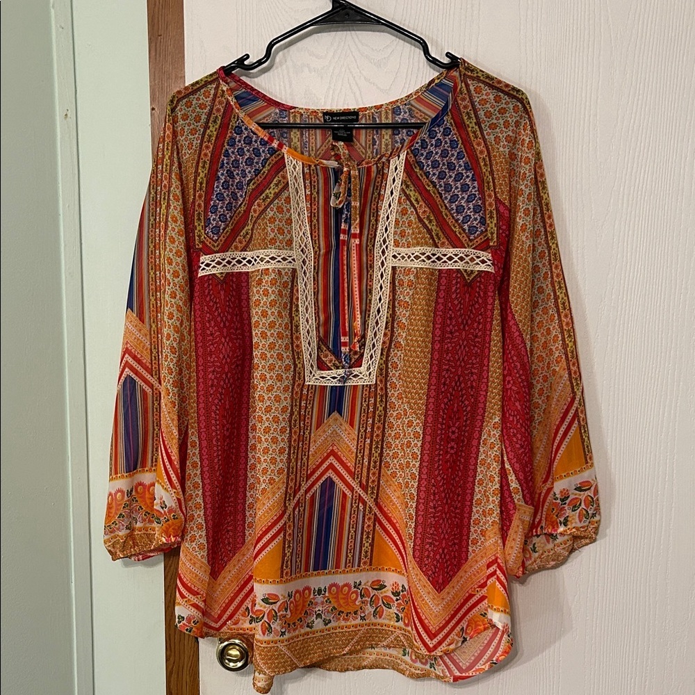 New Directions Bohemian Multicolor Blouse Size XL